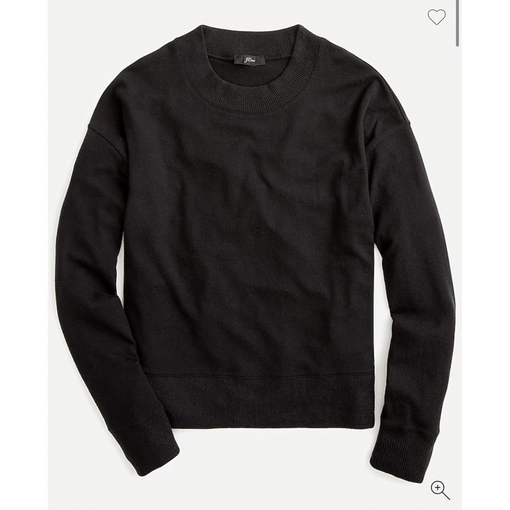 J.Crew Womens Black Crewneck super cozy mock neck Pullover Casual Top Sweatshirt